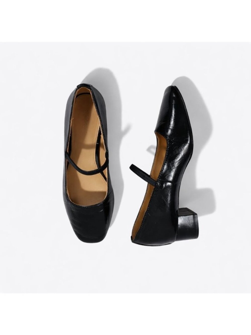 Madewell The Greta Pump True Black Crinkled Patent Leather Mary Jane Strap Sz 7M - Picture 9 of 15